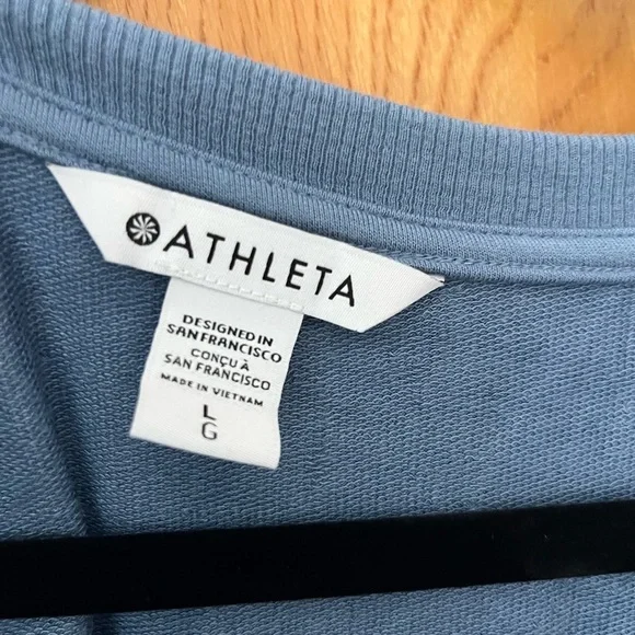 Athleta Blue V-Neck Sweatshirt L - Picture 2 of 9